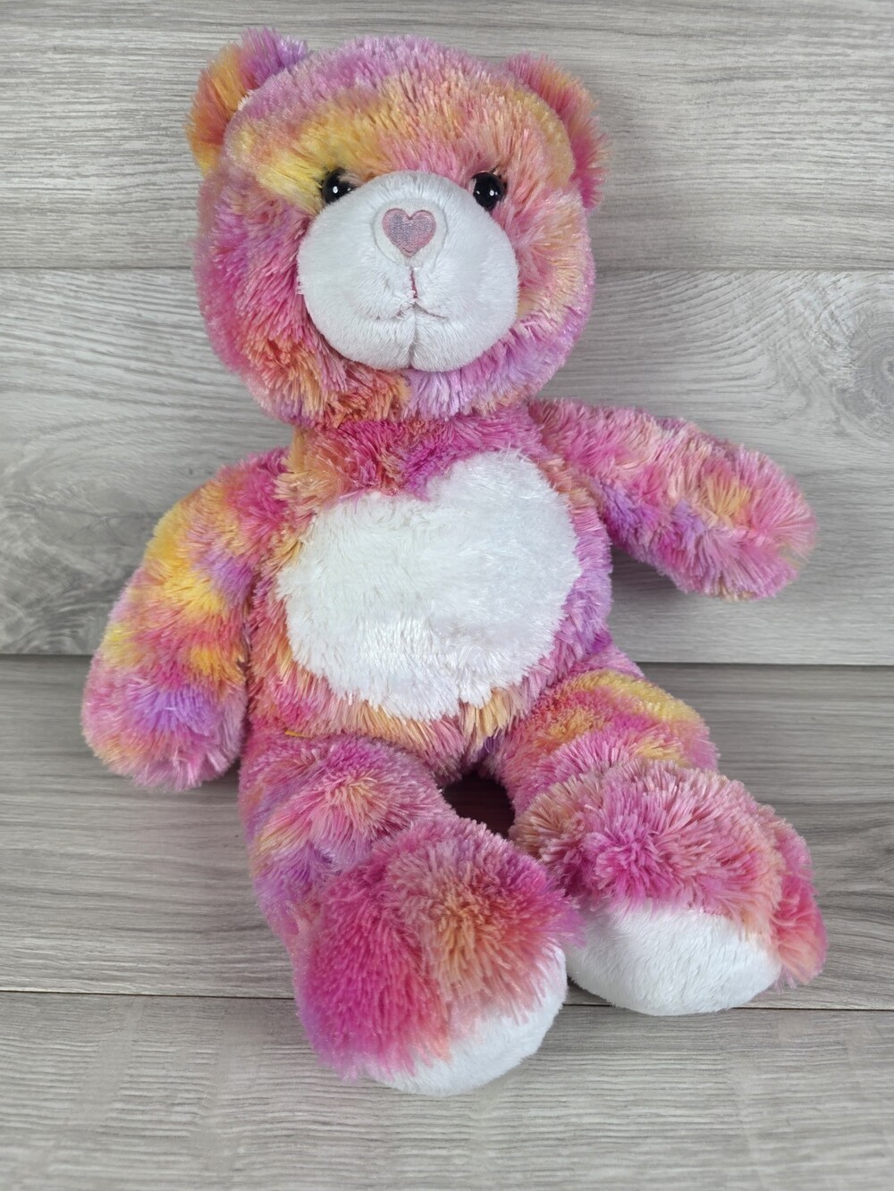 Build-A-Bear Workshop Plush Teddy Bear Multicolor Pink 16" Embroidered SU55